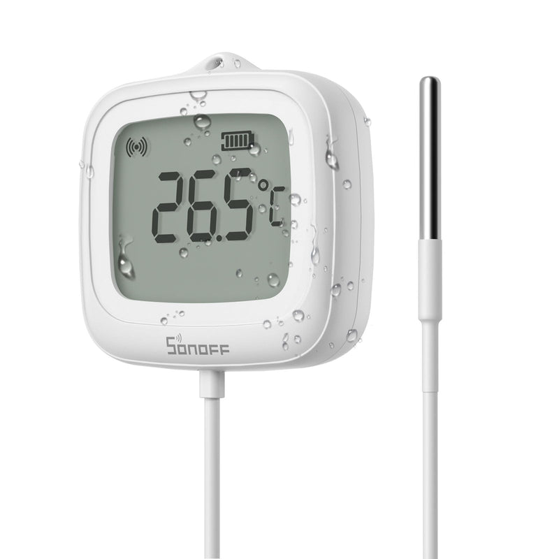 SONOFF SNZB-02LD Zigbee Waterproof Temperature Sensor with 1.5M Stainless Steel Probe, LCD Display, -40~115°C Range, APP Monitoring, Magnetic Mount, Works with Zigbee Hub - BeesActive Australia