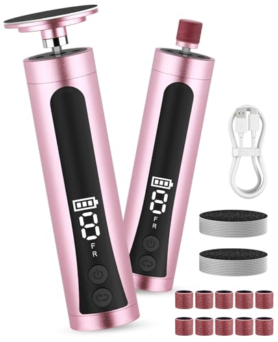 Electric Feet Callus Remover Rechargeable Electric Foot File Heel Scraper 9 Speeds 2 Sanding Heads LCD Display Cordless Foot Sander Grater Grinder for Cracked Dead Skin Women Men Home Pedicure (Pink) Pink