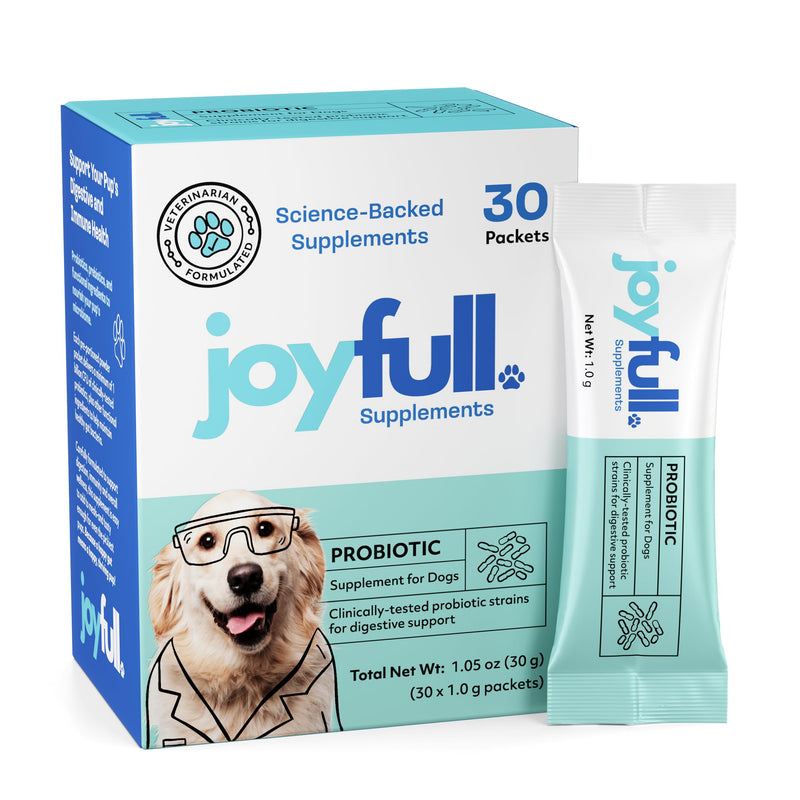 Joyfull Probiotics for Dogs - Supports Gut Health, Immune System, Occasional Diarrhea, Digestive Health, Gas & Bloating - 30 Packets of 1g Powder Probiotics