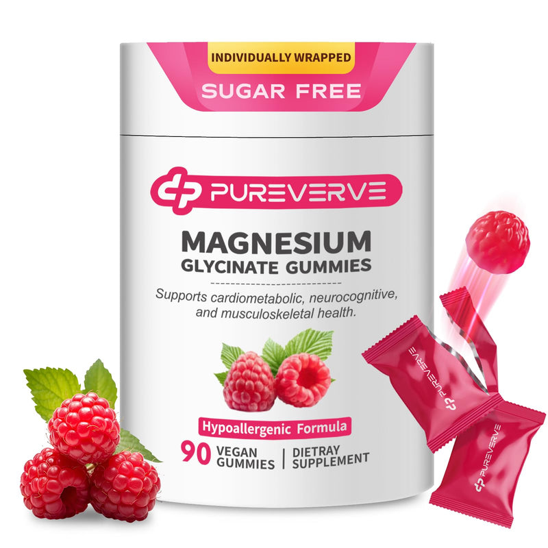 Magnesium Glycinate Gummies 300mg with Calcium, Vitamin D3 & B6 – 90 Count | Sugar-Free, Vegan, Non-GMO – Supports Relaxation, Bone Health & Muscle Function, Individually Wrapped, Low-Allergy Formula