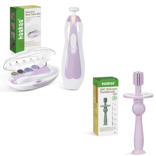 haakaa Baby Nail Trimmer -Lavender & haakaa 360° Baby Toothbrush -Lavender