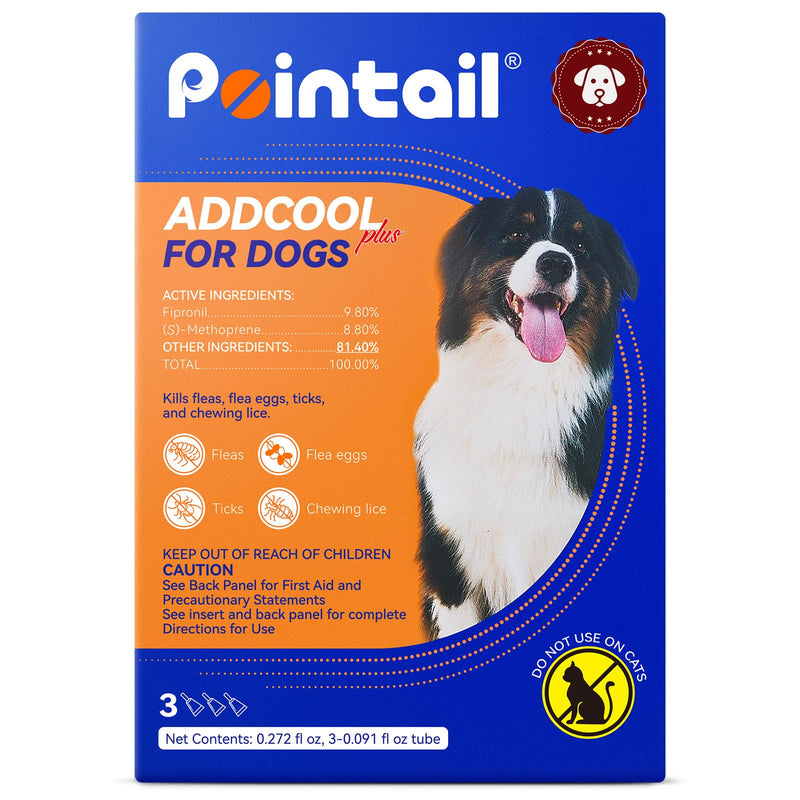 Flea and Tick Prevention for Dogs, Addcool Dog Flea and Tick Treatment, Flea & Tick Control Topical Drops, 3 Doses, Vet-Recommended(45-88 lbs) 3 Count 45-88 lbs