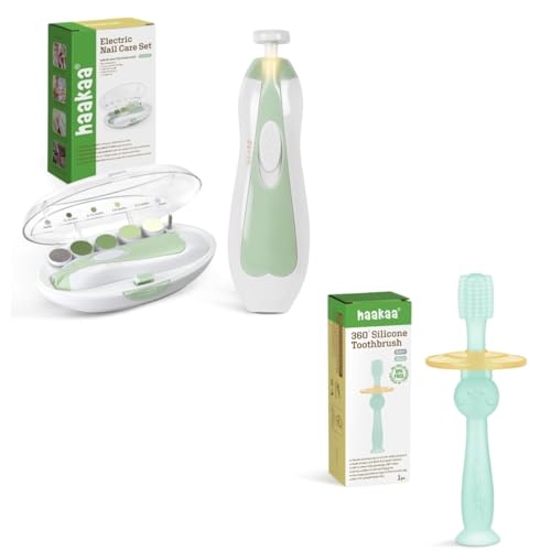 haakaa Baby Nail File Electric - Green 360° Baby Toothbrush - Blue