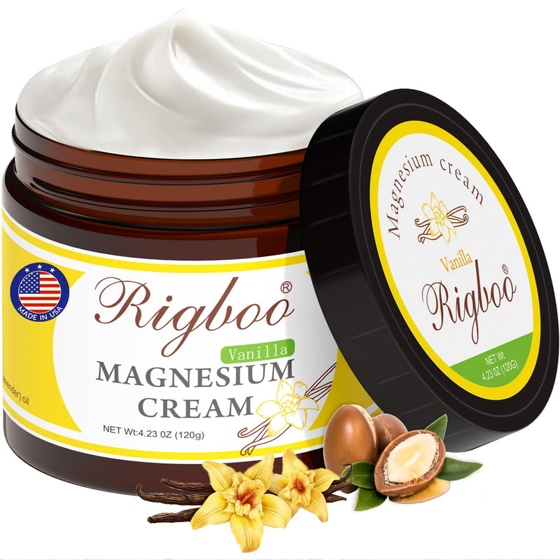 Magnesium Cream for Sleep, Magnesium Lotion Relief and Relaxation Non-Greasy, Fast Absorbing Body Lotion with Coconut Oil with Chamomile, Safe for Sensitive Skin, Safe for Kids (Vanilla) Vanilla - BeesActive Australia