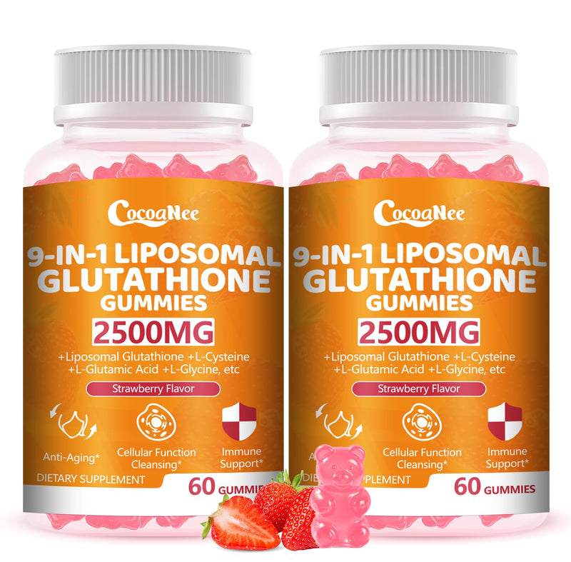 2 Packs 2500MG Liposome Glutathione Gummies, Composite L-Cysteine, Collocation Milk Thistle, Increas 98% Absorption Rate, Antioxidant Anti-Aginga 60 Count (Pack of 2)