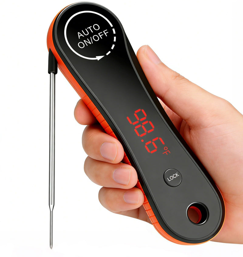 Meat Thermometer Digital Instant Read - Paysean Meat Thermometer with Auto Rotating Backlit Display, IP67 Waterproof for Cooking, Grilling, BBQ, Candy, Liquid, Beef - Gifts for Men/Chefs