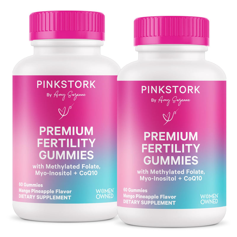 Pink Stork Premium Fertility Gummies for Women, 60 Gummies, 2 Pack | Fertility Gummies with CoQ10, Myo-Inositol & Methylated Folate | OBGYN-Formulated | Hormone Balance & Cycle Support 60 Count (Pack of 2)