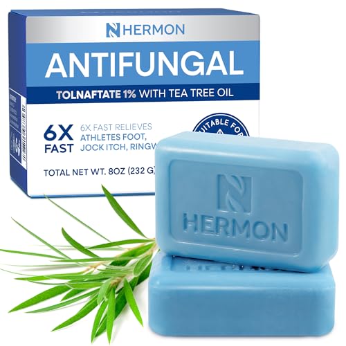 Hermon Antifungal Soap with Tea Tree Oil: Antifungal Bar Soothing Care & Relief of Itchy for Ringworm Jock Itch Athletes Foot - Body & Face Wash (1-Pack (2 Bars Original Tea Tree)) 1-Pack (2 Bars Original Tea Tree)