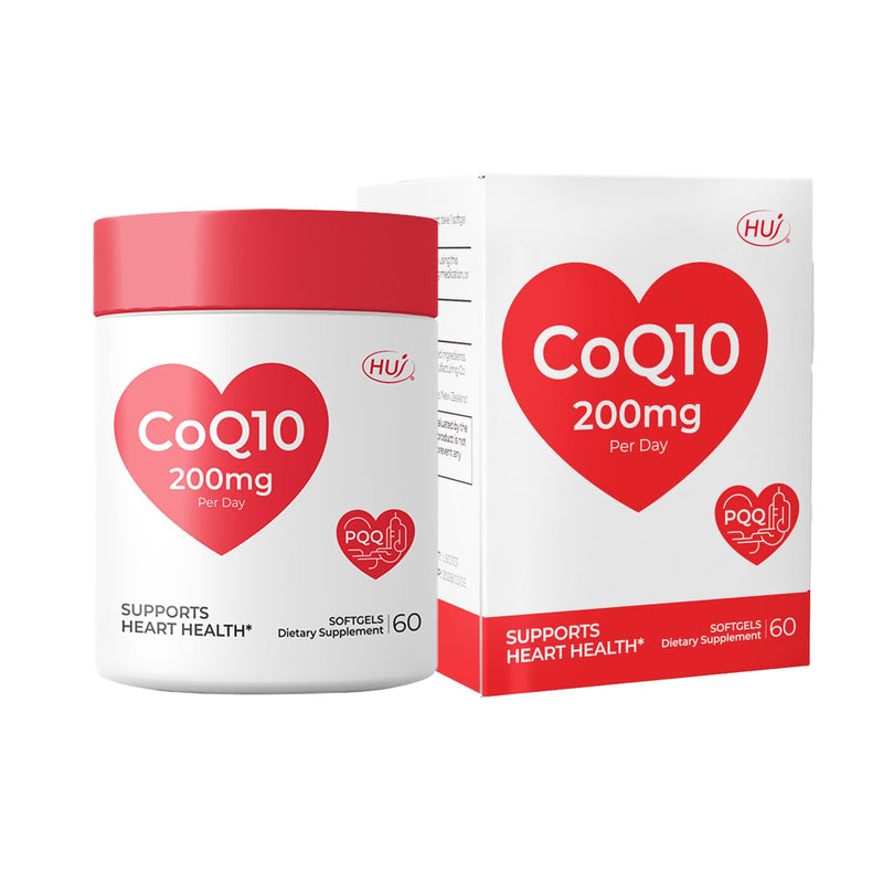 HUJ CoQ10 with Red Ginseng Formula - Heart Health & Energy Production Support with Coenzyme Q10, Red Ginseng Extract, Vitamin E & PQQ - 60 Softgels