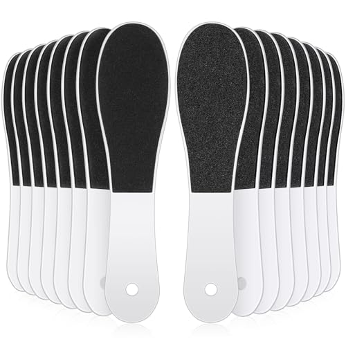 Lothee 15 Pack Foot File Foot Callus Remover Double Sided Professional Sandpaper Pedicure Tool Feet Scrubber Sander Feet Rasp for Dead Skin Cracked Heel Women Manicure Beauty Spa, 100/180 Grit, White