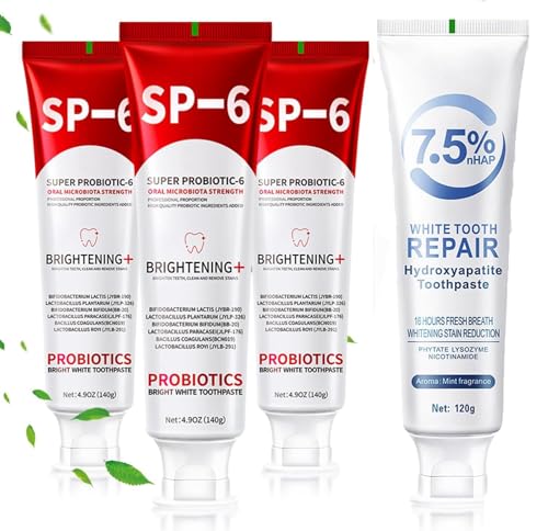 4 pcs SP-6 Probiotics Whitening Toothpaste+Hydroxyapatite Toothpastes