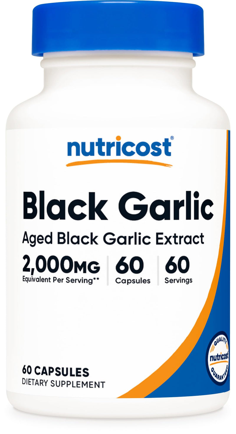 Nutricost Black Garlic (2,000 mg Equivalent) 60 Capsules - Aged Black Garlic Extract - BeesActive Australia