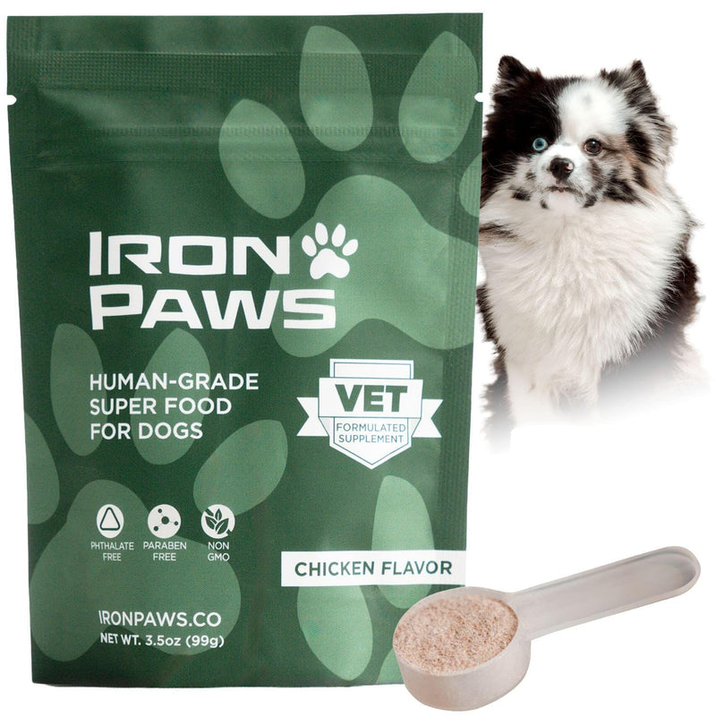 Human-Grade Superfood For Dogs, Premium Greens Powder Supplement For Dental Health, Longevity, Hip & Joint, Gut Health, Allergies, Immune Support, Skin & Coat - 3.5 oz Nutrient Dense Formula Chicken