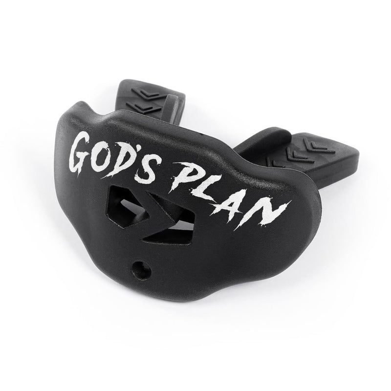 SLEEFS Football Mouth Guard - Youth Mouthguard with Strap - Lip/Teeth Protector Mouthpiece - No Boil - for Youth/Adults, Maximum Air Flow, for All Sports - God's Plan Black