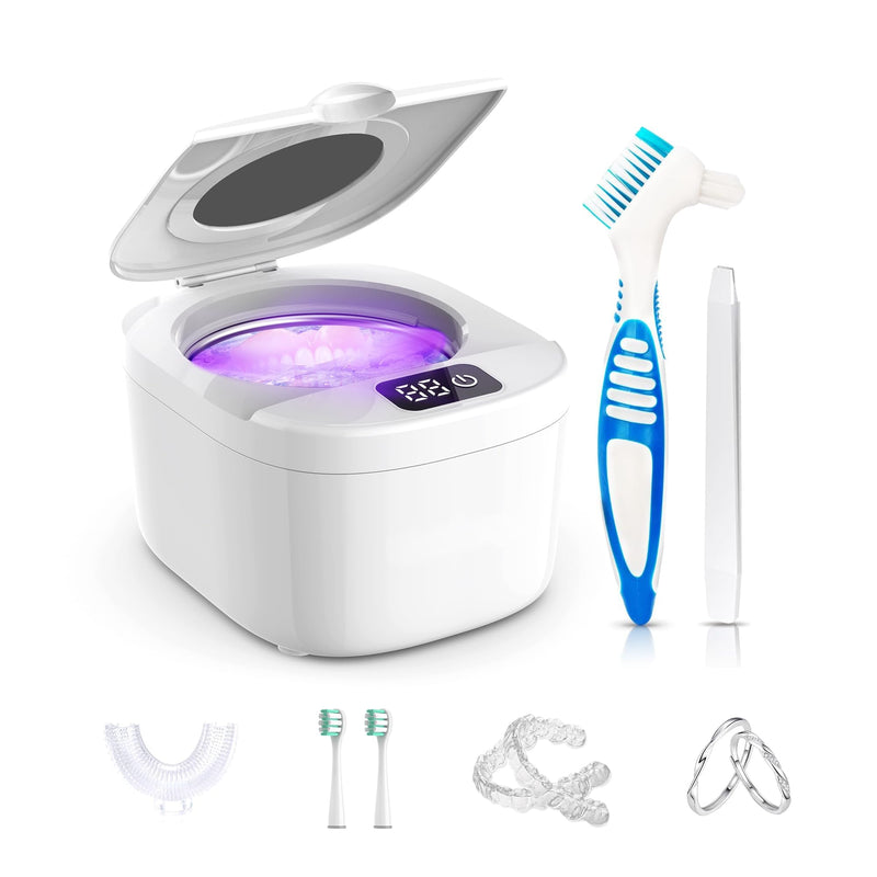 Professional Ultrasonic Retainer Cleaner Retainer Cleaning Machine - 45kHz Ultrasonic Cleaning, Suitable for Denture Mouth Guard Aligner Dental Trays M - BeesActive Australia