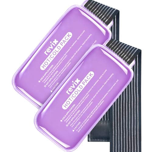 REVIX Ice Packs for Injuries Reusable, 2 Pack Hot & Cold Gel Ice Packs Purple Medium 10 x 5 Inch
