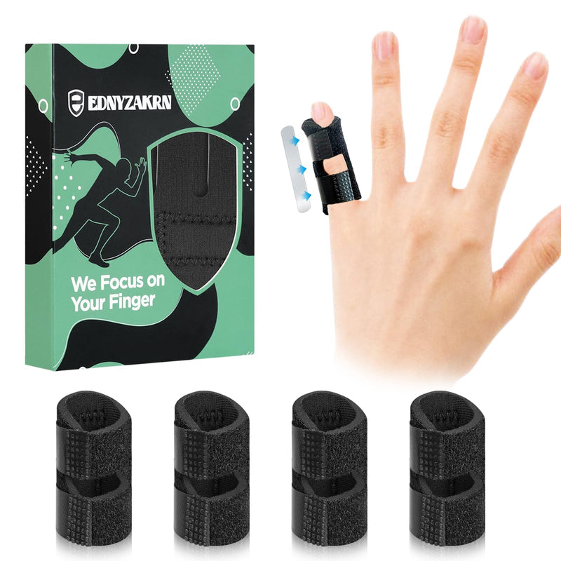 4 Pack Pinky Finger Splint, Small Finger Brace for Trigger Finger - Broken - Arthritis - Straightening for Index - Middle - Ring Black