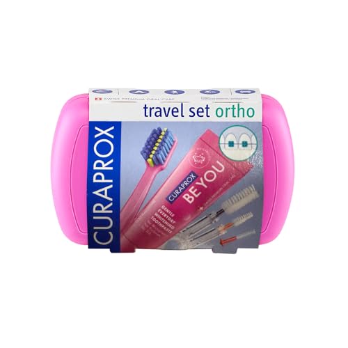 Curaprox Ortho Travel Set, Pink, Set with CS 5460 Ortho, Toothpaste, IDB
