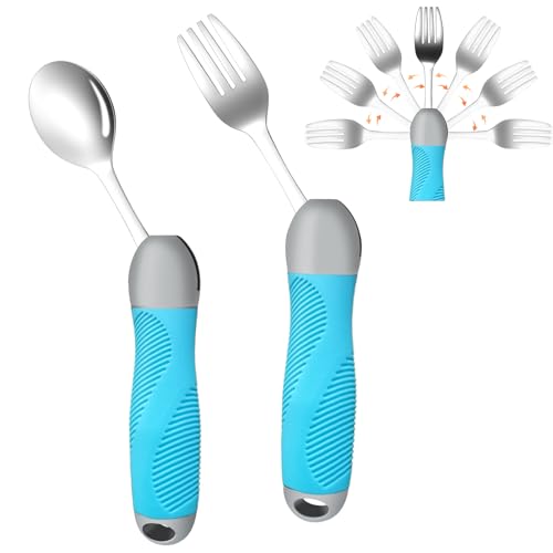 Weighted Utensils for Tremors & Parkinson's, Adaptive Eating Aids (Blue) Blue