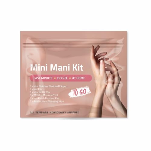 Mini Mani Kit – Disposable Manicure Set with Nail Clipper, File, Buffer, Cuticle Stick, Remover Pad & Alcohol Wipe – Single-Use Nail Care Kit for Travel, Events, or Bulk Hygiene (Regular, 3, Count) Regular
