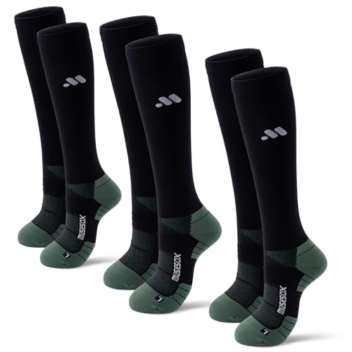 Compression Socks for Women and Men,15-20 mmHg Support(3 Pairs) Medium A02-3black
