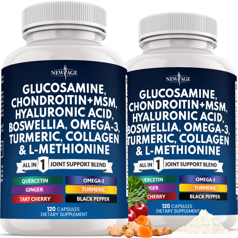 Glucosamine Chondroitin, MSM, Turmeric Curcumin, Collagen, Hyaluronic Acid, Omega 3 ‚Äì Health Supplement for Men & Women ‚Äì 240 Count 120 Count (Pack of 2)