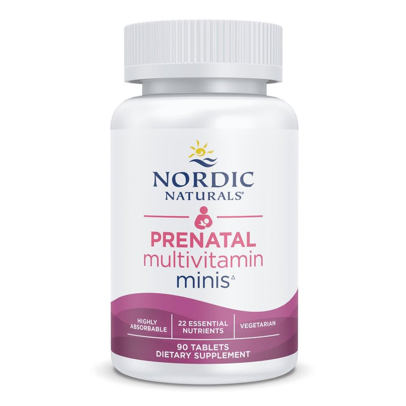 Nordic Naturals Prenatal Multivitamin Mini Tablets, Vegetarian - 90 Count | 22 Essential Nutrients - Folate, Iron, B6, D3. Easy-to-Swallow Mini Tablets. Supports Pregnancy & Baby Development. Non-GMO.