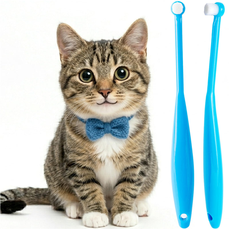 Small Dog Toothbrush, Cat & Puppy Tooth Brushing Kit, Ultra Soft & Mini Head Teeth Brush for Kitten & Tiny Pet, Doggy Toothbrushes Deep Dental Cleaning, 2 PCS - Blue 1 Count (Pack of 2)
