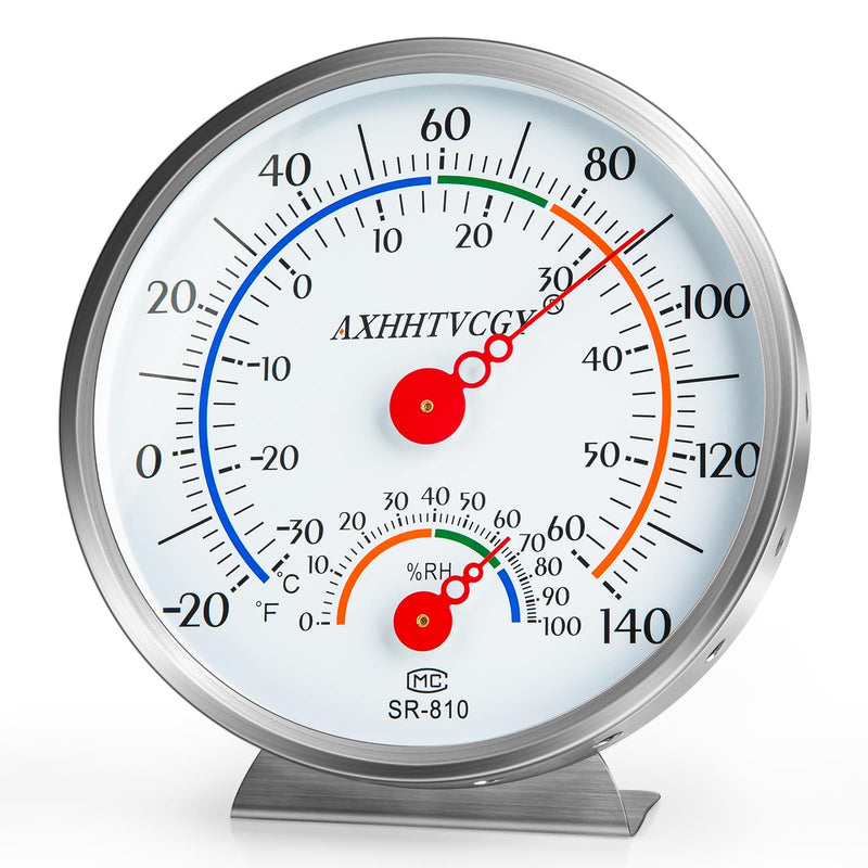 Indoor Outdoor Thermometer Hygrometer, Large Dial Waterproof Wall Mount - Accurate & Easy to Read for Home, Garden, Patio, Greenhouse, Farmhouse Decor by AXHHTVCGY - BeesActive Australia