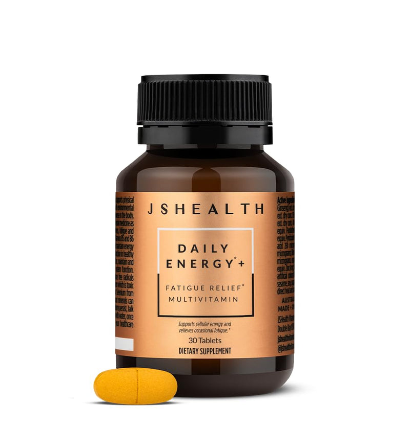 JSHealth Daily Energy Supplement. Once Daily Energy Vitamins for Women with American Ginseng, Rhodiola, B Vitamins, Vitamin C, Zinc. Supports Stamina and Stress. Vegan (30 Tablets) 30 Count (Pack of 1)