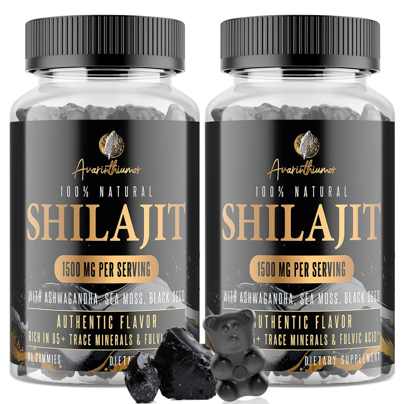 1500MG Shilajit Gummies for Men & Women, 4-in-1 Shilajit with Ashwagandha, Sea Moss, Black Seed | Energy, Immune System & Digestion | Authentic Flavor, Resin & Capsules Alternative, 120 Gummies 60 Count (Pack of 2) - BeesActive Australia