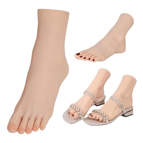 Practice Foot Model Soft Realistic Silicone Flexible Bendable Model Manicure Tool Fake Nail Foot for Nail Tips Art Training for Home Salon DIY (Left) Left