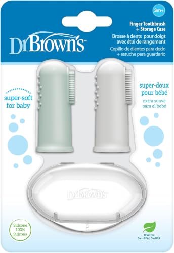 Dr. Brown's 100% Silicone Baby Finger Toothbrush and Toothpaste Set,Toothbrush & Infant-to-Toddler Training, Soft for Baby's First Teeth,Giraffe,0-3 Years,2 Count (Pack of 6)