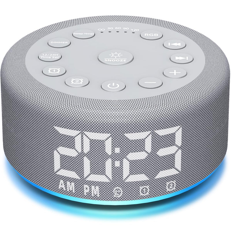 Sound Machine Night Light White Noise Brown Noise Machine Alarm Clock with Dual Alarms Backup Battery 30 Sleeping Sounds for Baby Kids Adults 32 Level Volume 5 Timers 15 Wake Up Sounds Memory Function Grey F4 - BeesActive Australia