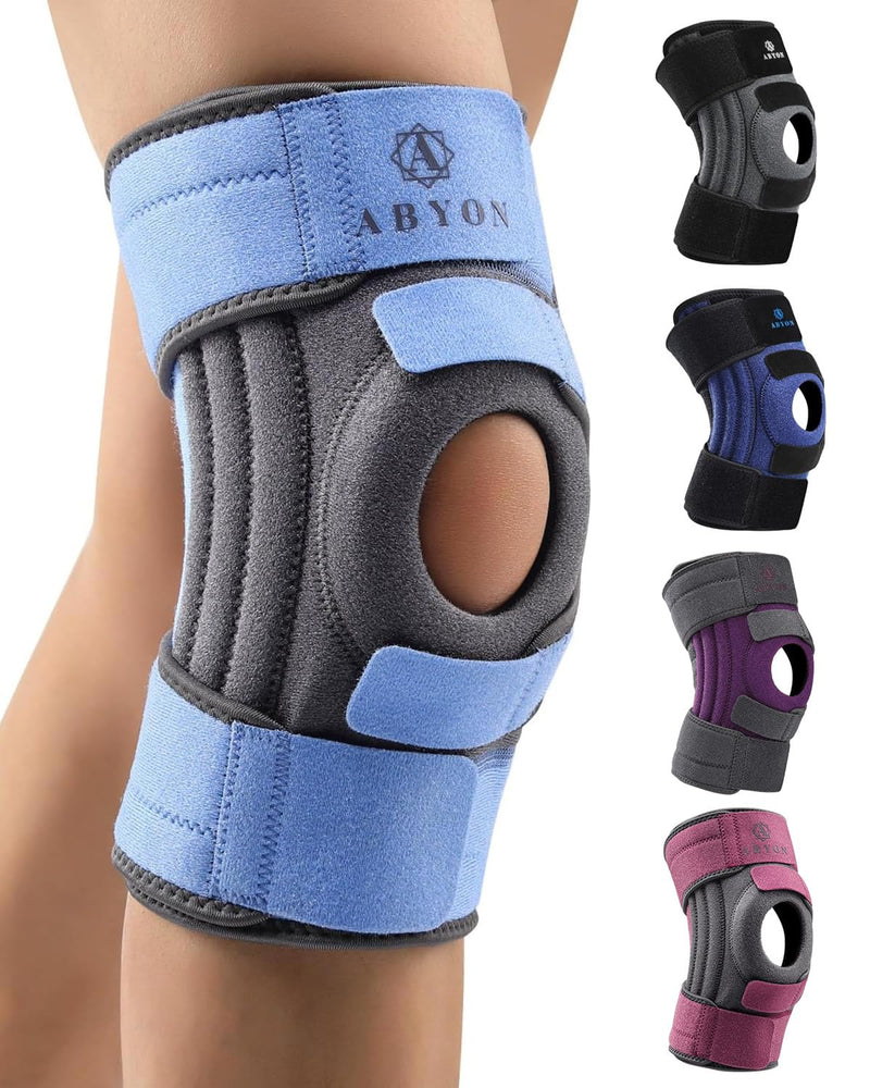 ABYON Knee Brace for Women & Men Meniscus Tear, ACL, Arthritis, Knee Support with Triple Side Stabilizers and Adjustable 360° Wraparound Strap for Maximum Knee Pain Support and Fast Recovery X-Large SteelBlue