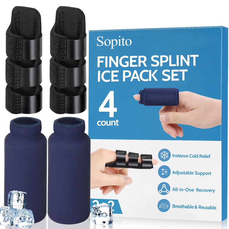 Sopito Finger Splint Ice Pack for Pain Relief, Straightening Arthritis, Knuckle Immobilization, Reusable Index, Middle, Ring Finger Brace finger splint+ice pack