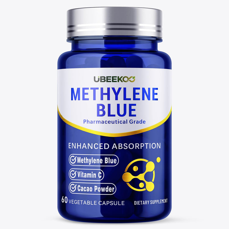 Methylene Blue Capsules, 30mg Pharma Grade, 60 Vegan Capsules | 30mg Pharmaceutical Grade Methylene Blue with Vitamin C & Organic Cacao for Daily Wellness, Cellular & Cognitive Support