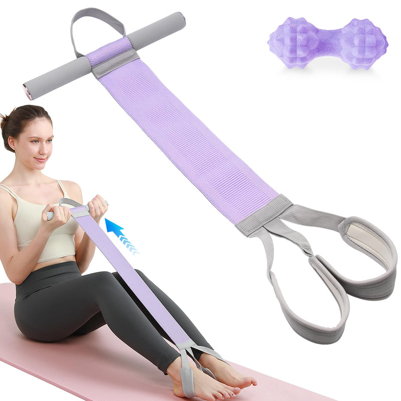 VICSKY Fabric Resistance Band with Handles & 2 Foot Loops - 120lb Exercise Band for Home Workout, Yoga & Full-Body Training, Leg Arm Chest Wrist - Portable Home Fitness Tools for Women Purple