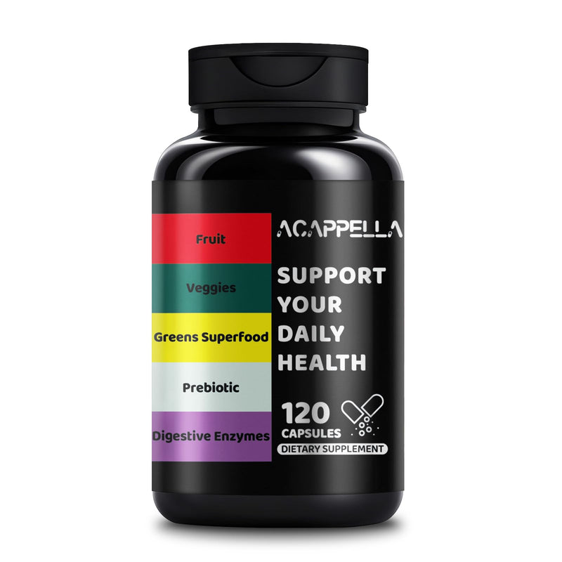 ACAPPELLA Prebiotics Probiotic for Women Green Superfood Fruit and Veggies Supplement 丨 Digestive Enzymes Capsule - 120 Count