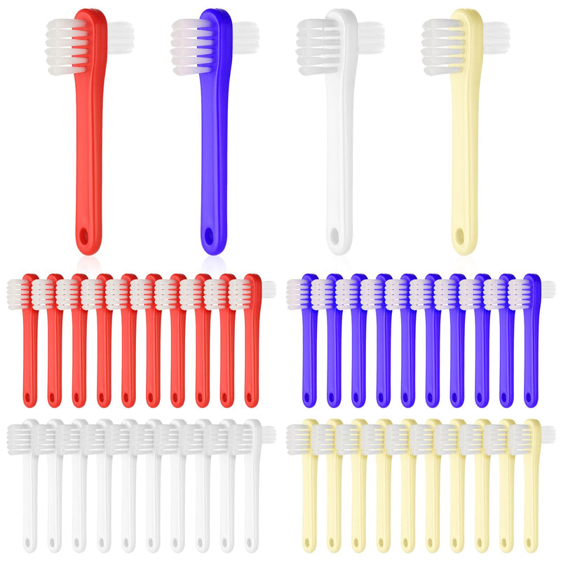 40Pcs Denture Brush, T-Shaped Denture Toothbrush Bulk, Dual Headed Firm Hard Bristle Toothbrush Denture Brushes for Cleaning Dentures,Denture Care (White & Turmeric & Red & Blue) - BeesActive Australia