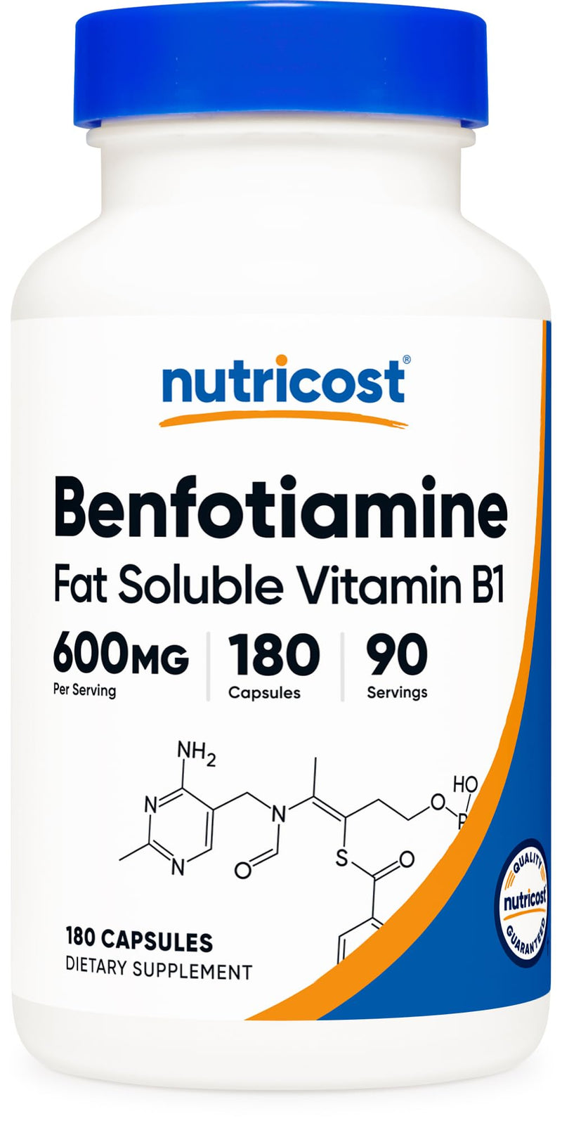 Nutricost Benfotiamine (600mg) 180 Capsules, Fat Soluble Vitamin B1 | Gluten Free, GMO-Free, Vegan, 90 Servings