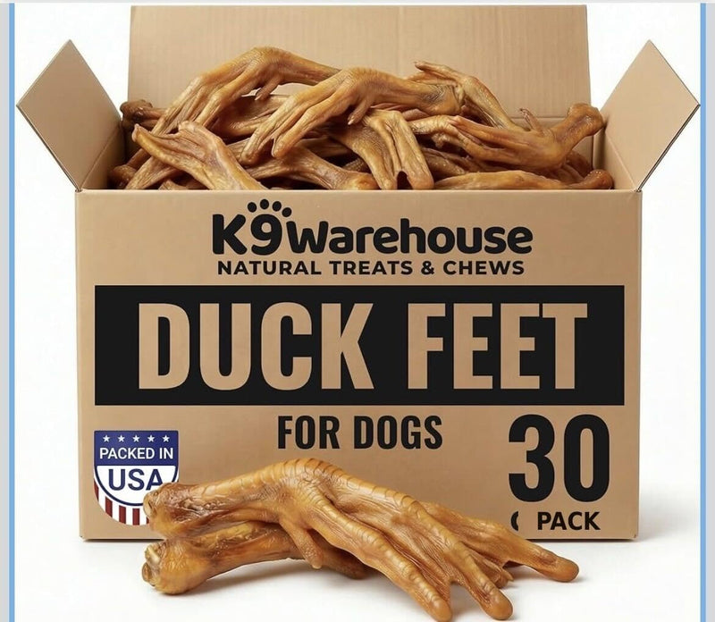 K9warehouse Duck Feet for Dogs – High Protein Dehydrated Dog Treats, Natural Crunchy Chews with Collagen, Glucosamine & Chondroitin for Joint & Hip Health, Dental Care, Small to Large Breeds (30 pcs) 30 Pack - BeesActive Australia