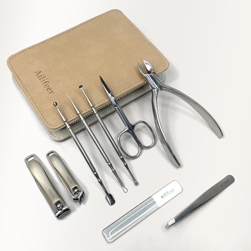 Manicure Kit, 9-in-1 Stainless Steel Professional large Nail Cutters Set Silver-9
