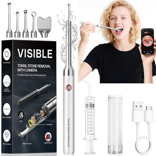 Tonsil Stone Remover with Camera - Upgraded Visual Tonsil Stone Removal Kit White