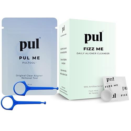 PUL Aligner Care Bundle: Pack of 96 Cleaner Tablets + 2-Pack of Clear Aligner Removal Tool – Compatible with Invisalign, Clear Retainers, Dentures, Night & Mouth Guards, All Dental Removables