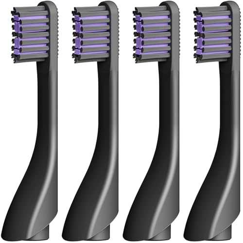 Electric Toothbrush Replacement Heads 4-Pack, Curved Soft Bristles, Compatible with Upplang S1, Gum Care, Compact for Travel, Precision Fit for Upplang S1 (Gray, Medium) Gray 1 Count (Pack of 4)