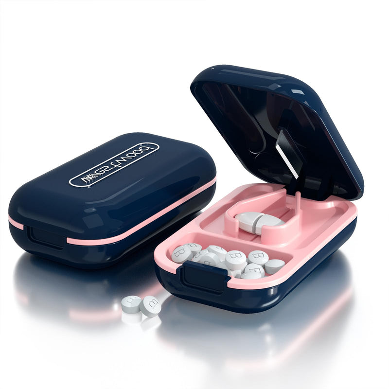 DUBSTAR Small Pill Cutter, Pill Cutter Splitter for Small and Tiny Pills, Portable Pretty Pill Cutters for Large Pills, Cuts Vitamins Tablets for Purse Pocket (Pill Cutter, Blue) - BeesActive Australia