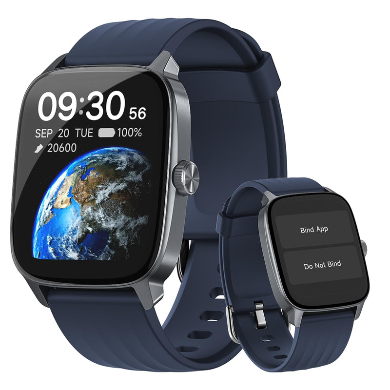 EURANS Smart Watch No App/Phone Required, 1.85" HD Display |Waterproof Watch with Heart Rate & Sleep Monitor | Step Counter for Walking, Pedometer Watch for Women/Men Blue