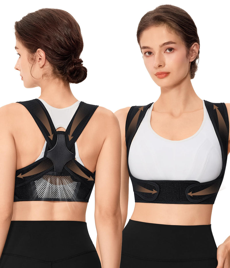 URSEXYLY Posture Corrector for Women Breathable Back Brace For Posture Adjustable Back Straightener Support for Neck Shoulder Clavicle and Upper Back Pain Relief(S/M,Black) S/M Black - BeesActive Australia