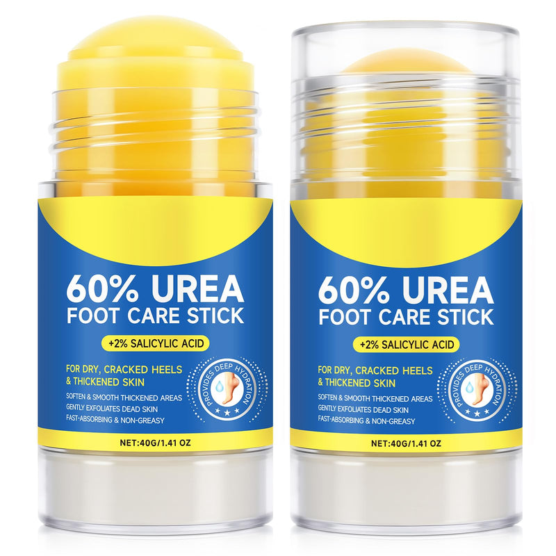 Urea Foot Cream with Salicylic Acid 2PC – Heel Stick for Cracked Feet, Repairs Dry Rough Heels Fast, Intensive Moisturizer for Dead Skin, Hydrating Heel Balm with Urea for Smooth -Looking Feet 2.8 Ounce (Pack of 1)
